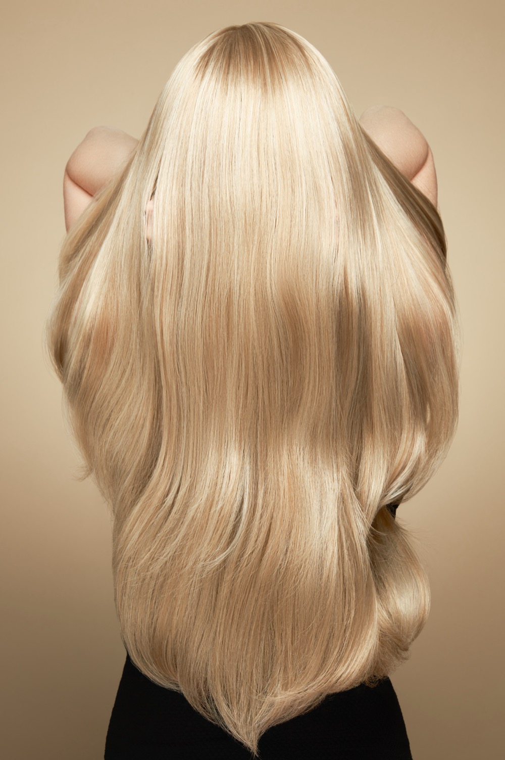 Long blonde hair styled at the salon